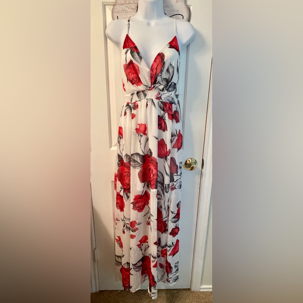 Red Roses 🌹 Derby 🐎 Maxi Dress NWT